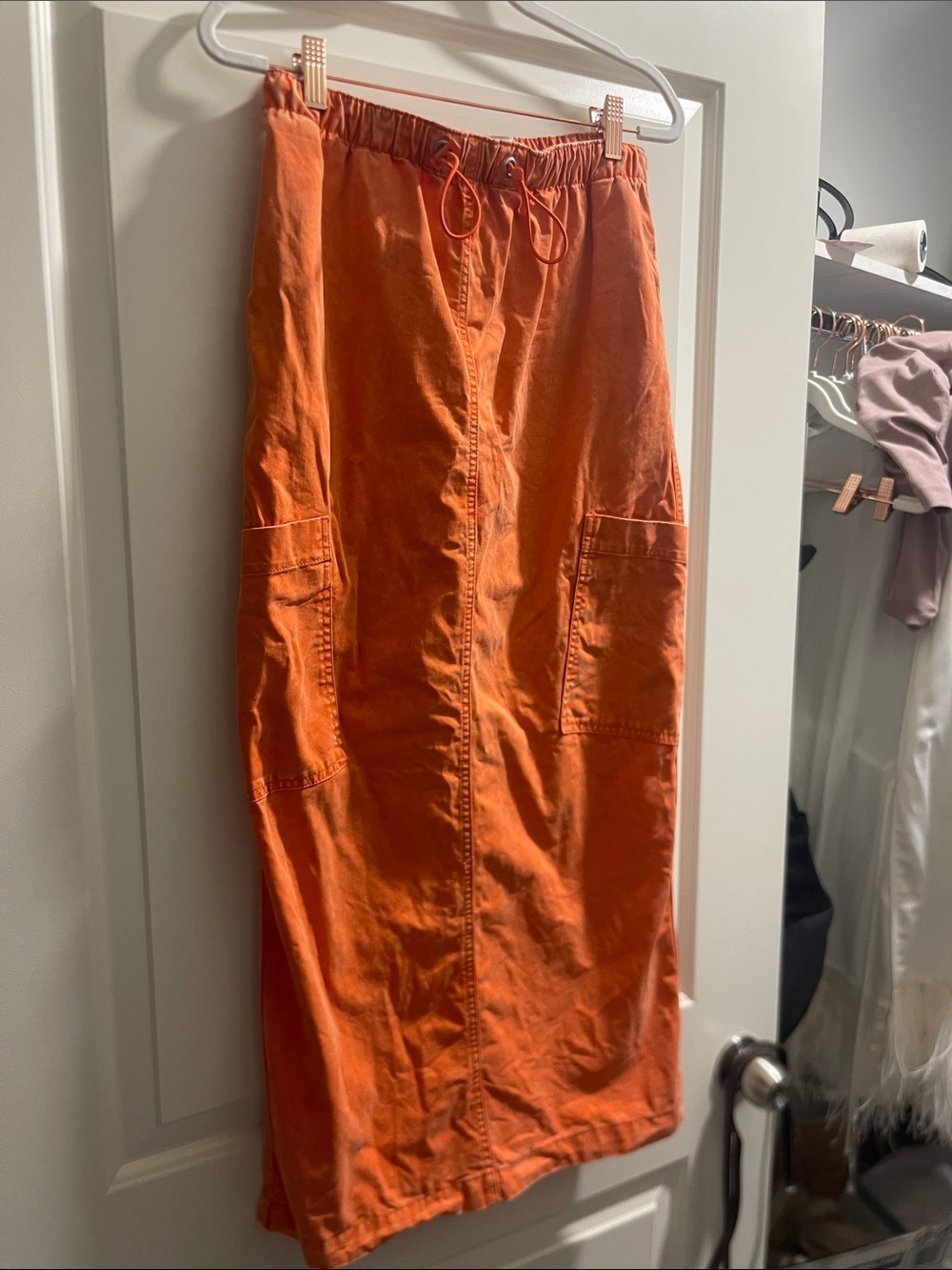 BDG Orange Maxi Utility Skirt